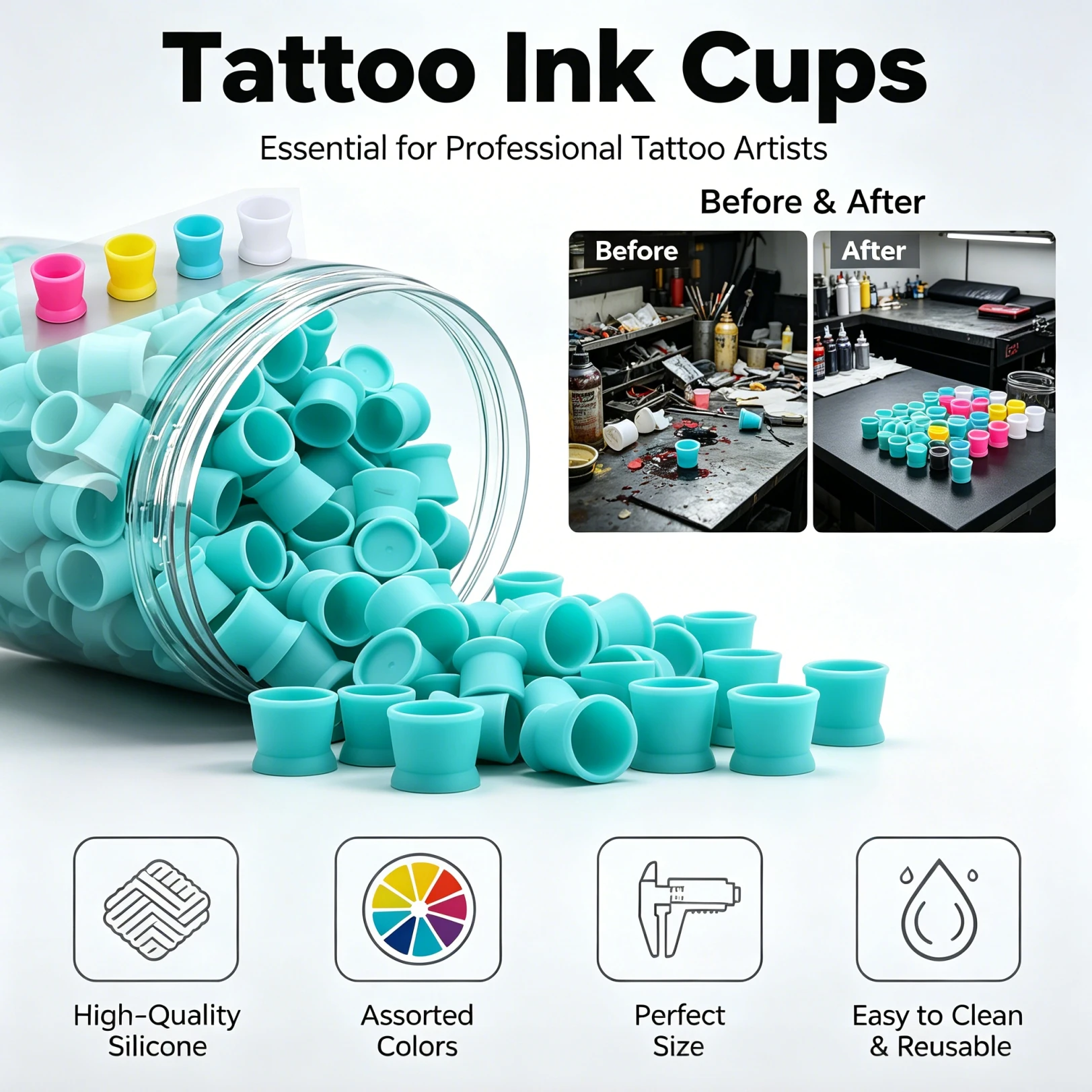 50/100/300pcs Silicone Tattoo  - Calligraphy Ink Bottle recension och pris