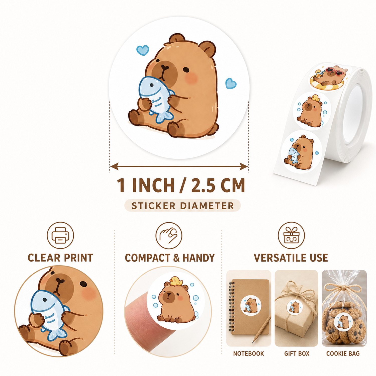 JCAC 500pcs/roll Cute Cartoon  - Sticker Label Roll recension och pris