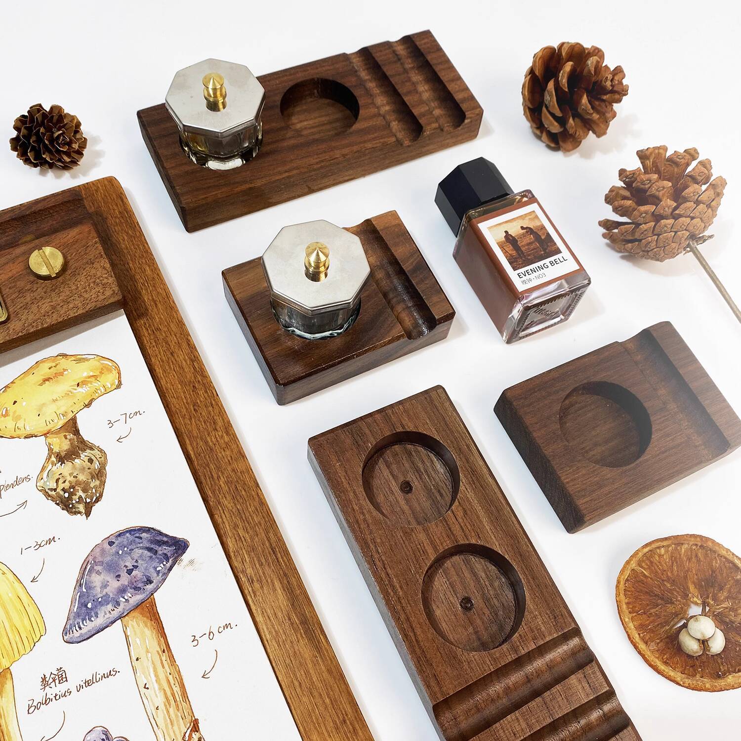 Ink Base Pen Rest Wooden Stand - Calligraphy Ink Bottle recension och pris