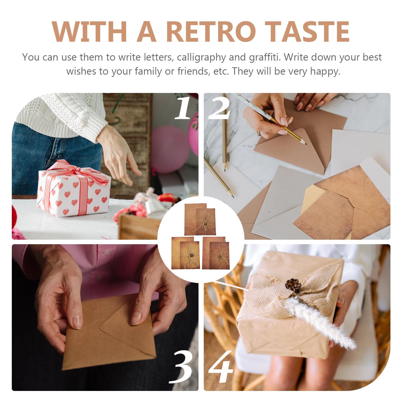 Vintage Writing Paper Envelope - Letter Envelope Kraft recension och pris